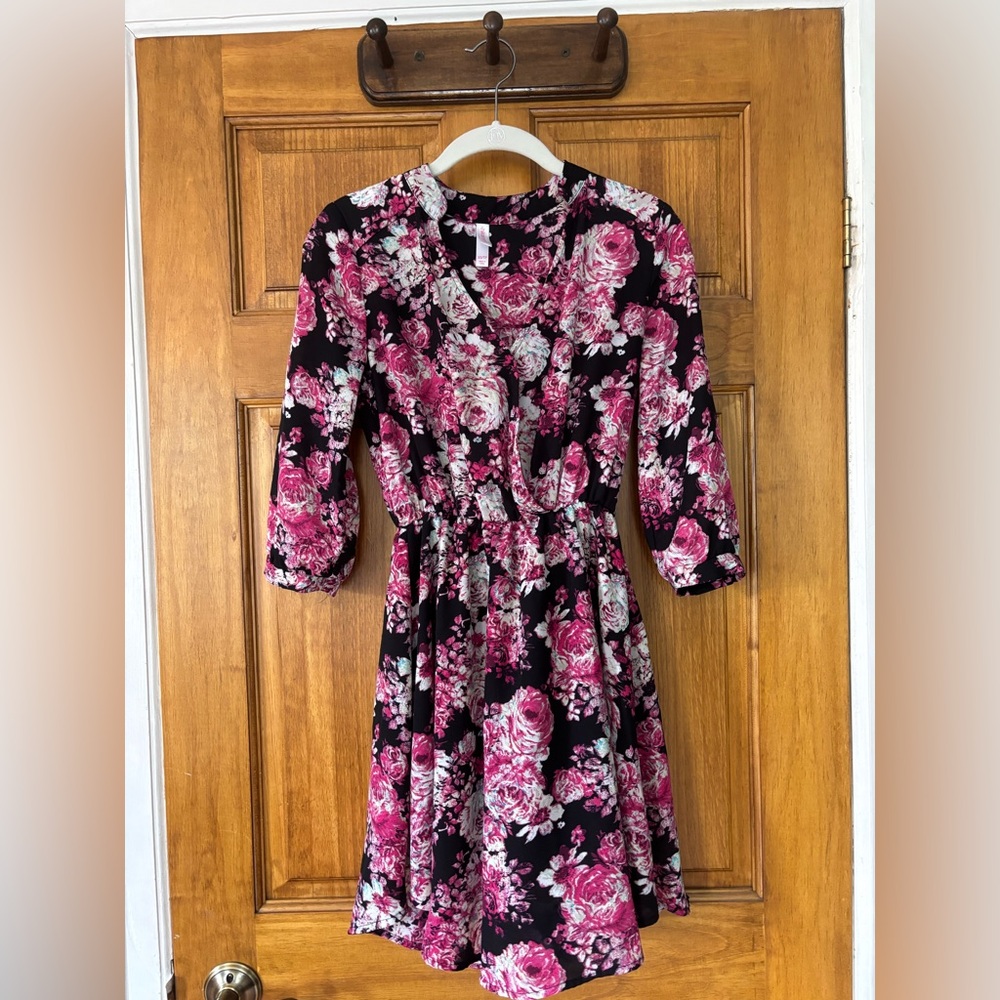 Xhilaration Black and Pink Floral Dress